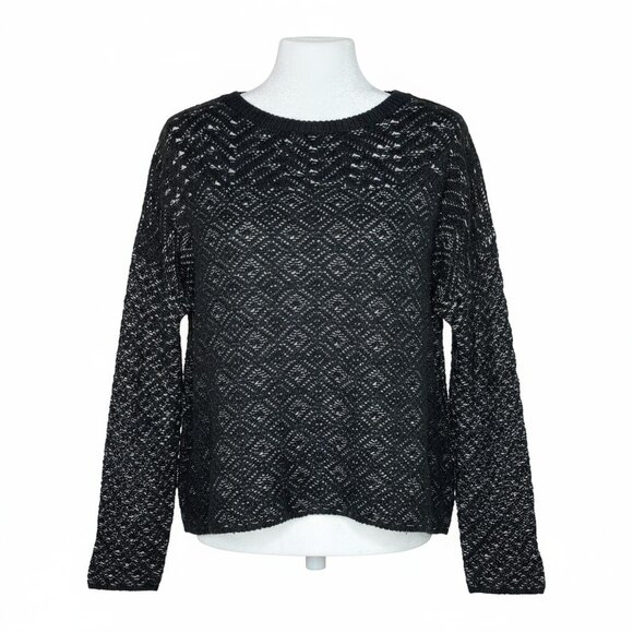 United Colors of Benetton Black Wool-Blend Textured Sweater – Size Small - Picture 4 of 4